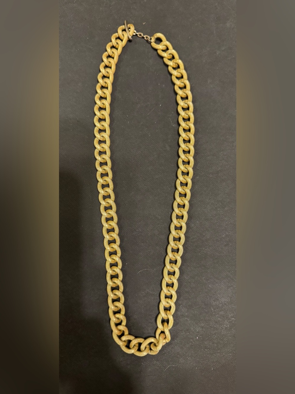 Vintage Gold-Tone Large Link Textured Chain Necklace